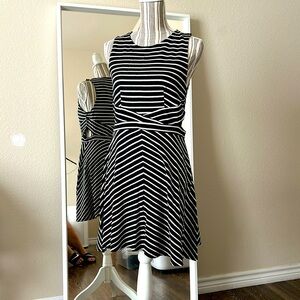 Striped Black and White Sleeveless Dress